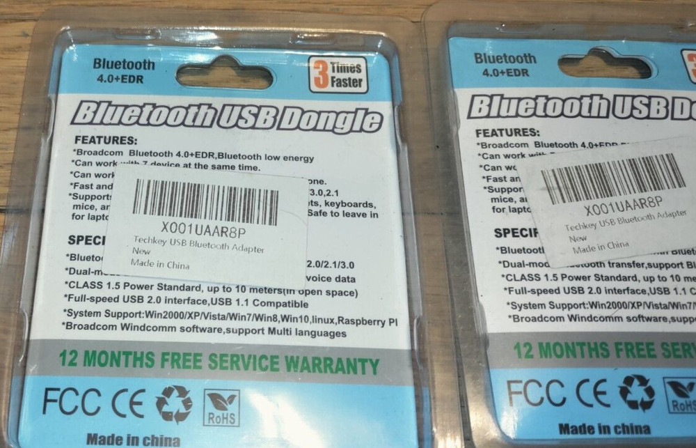 Lot of 3 Techkey Mini Size USB Bluetooth Adapter/Dongle. Bluetooth 4.0 EDR