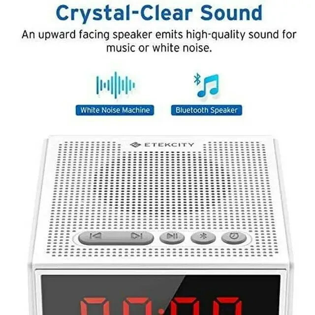 Portable Rechargeable White Noise Machine Bluetooth Speaker LCD Digital Clock