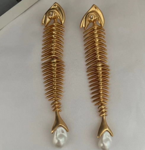 Schiaparelli Fish Bone Earrings NEW