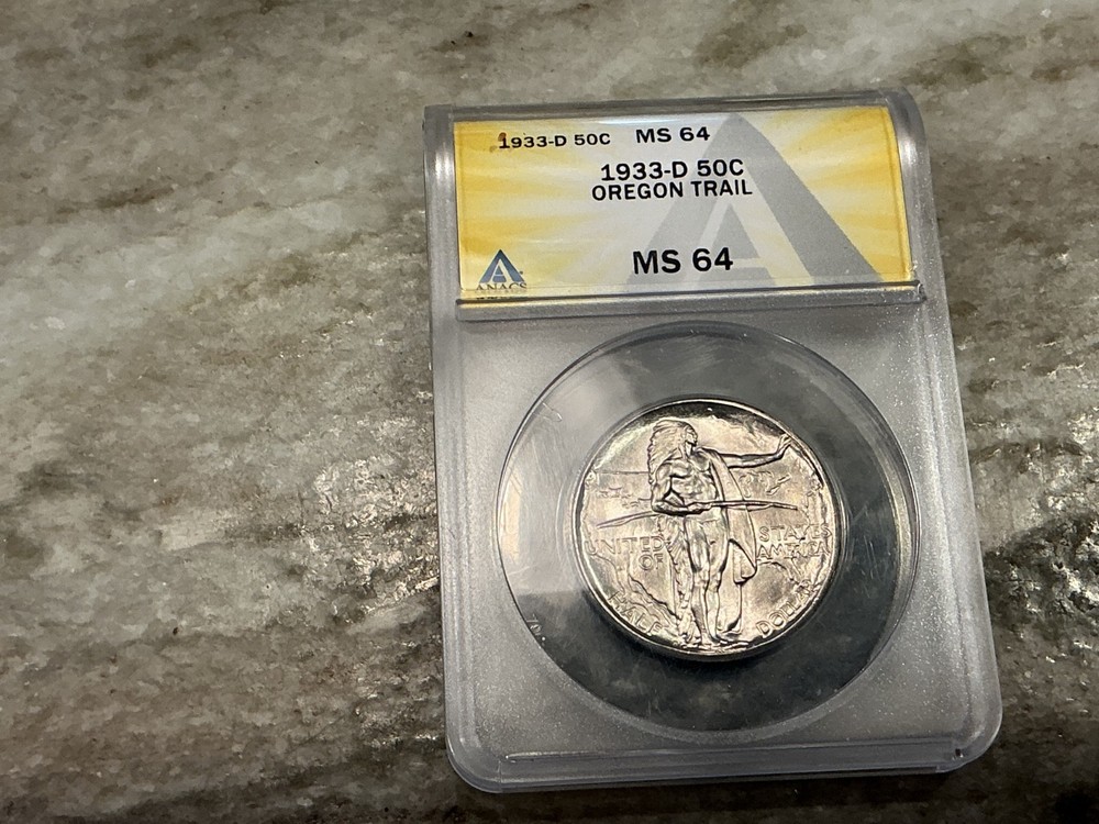 1933-D Silver Oregon Trail Commemorative Half Dollar MS64