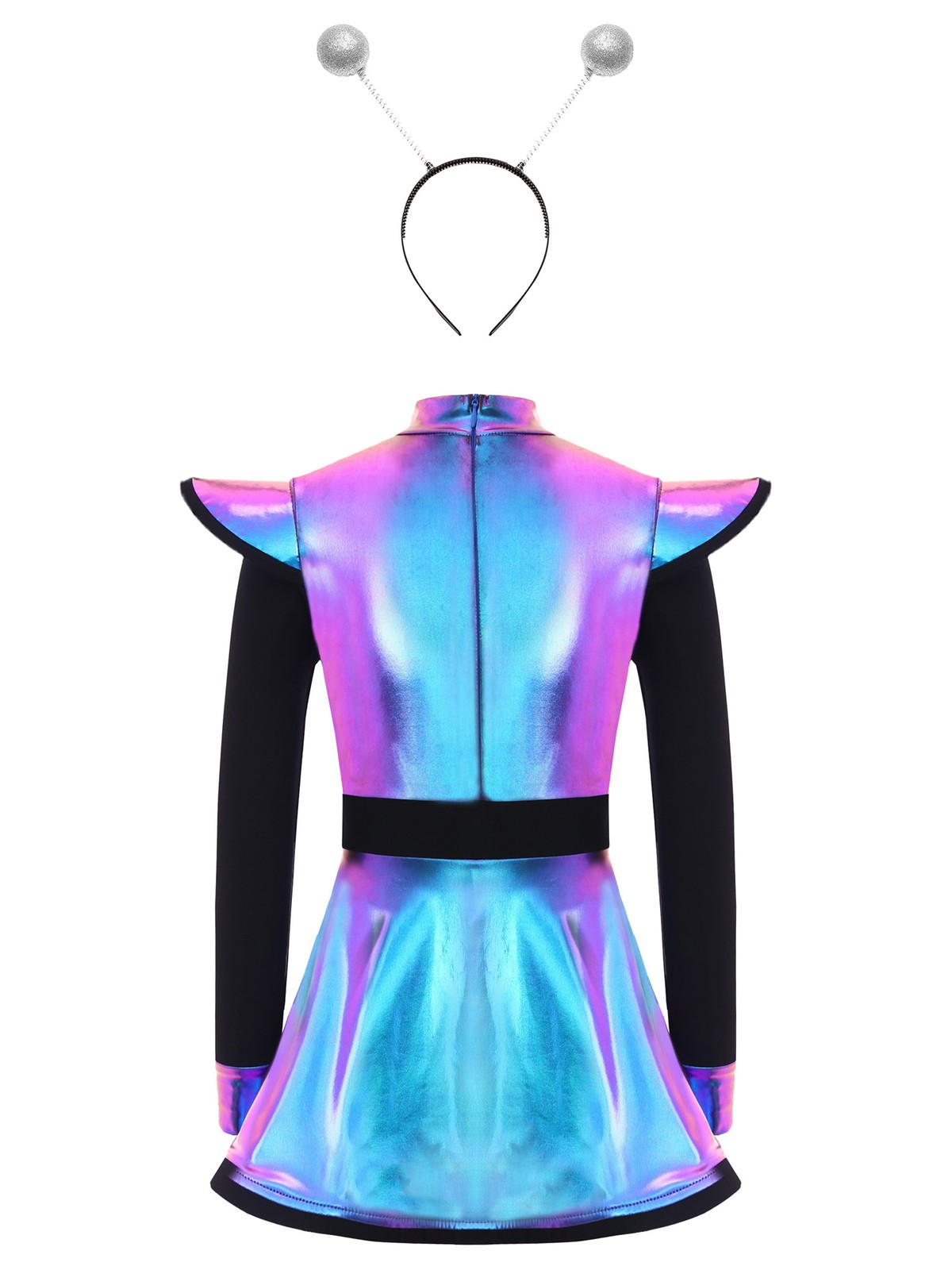 Kids Girls Dress Mock Neck Alien Costume Built-In Shorts Outfit Outerspace 2Pcs