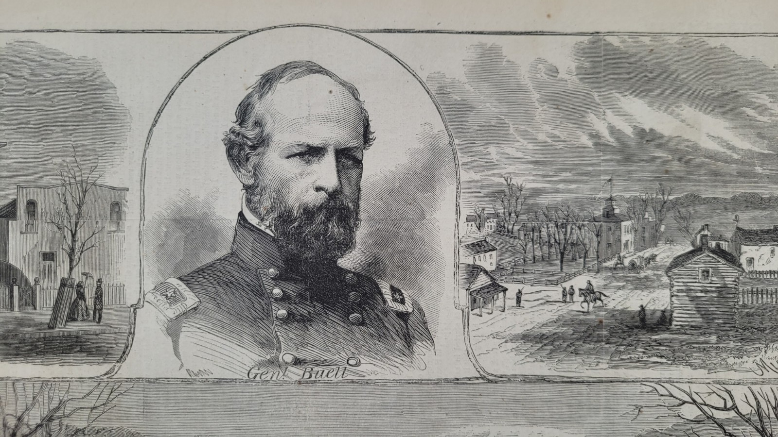 The Battle at Green River Kentucky General Buell vintage print 1862