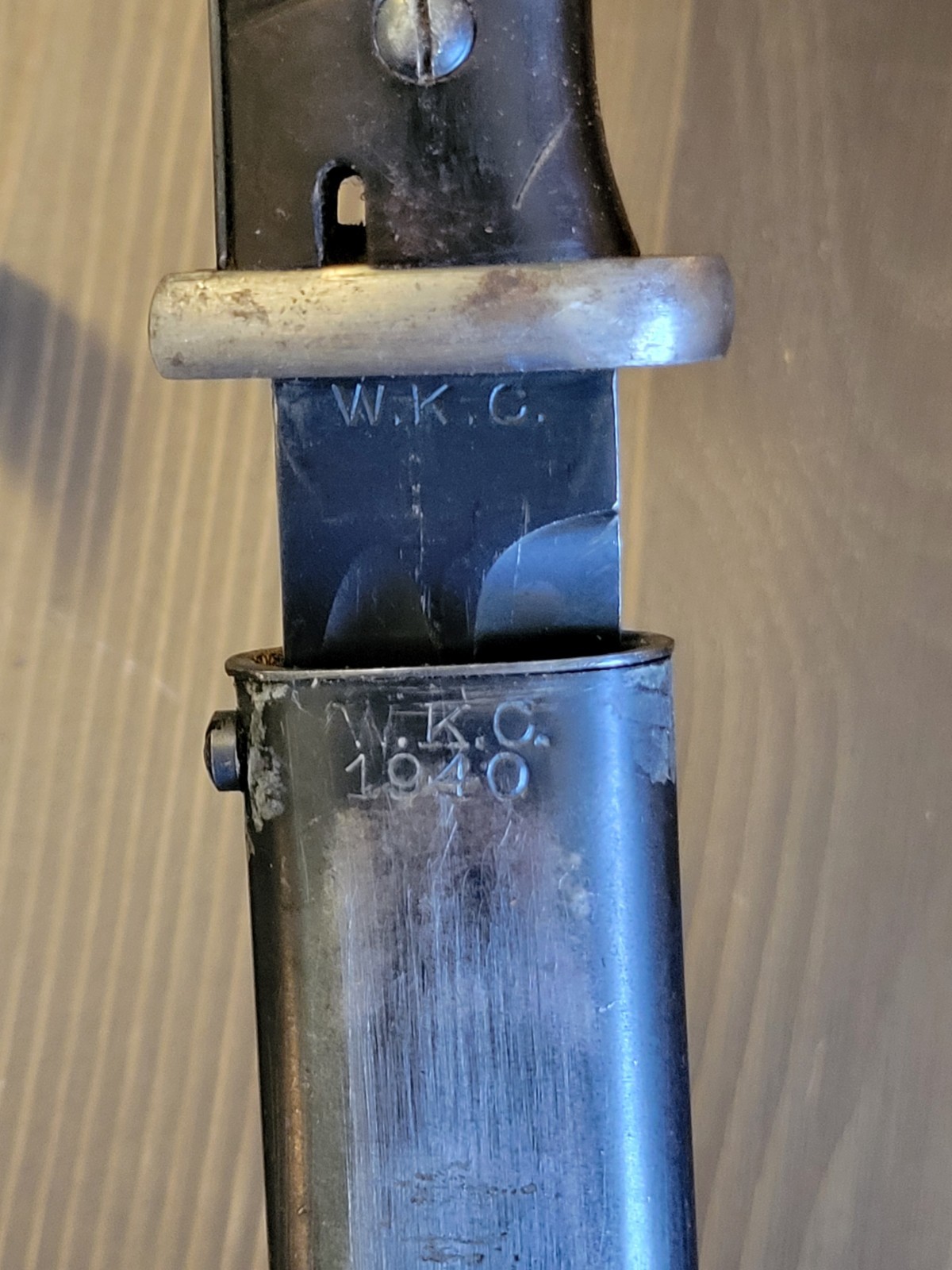 EXCELLENT WWII German K98 Combat Bayonet by WKC Matching Numbers w/Frog!