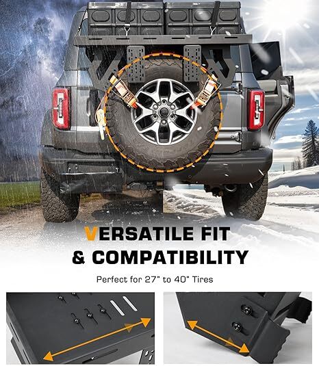 Utility Cargo Rack Basket Storage Tray Spare Tire Storage Rack 27"-40" Tire 80lb