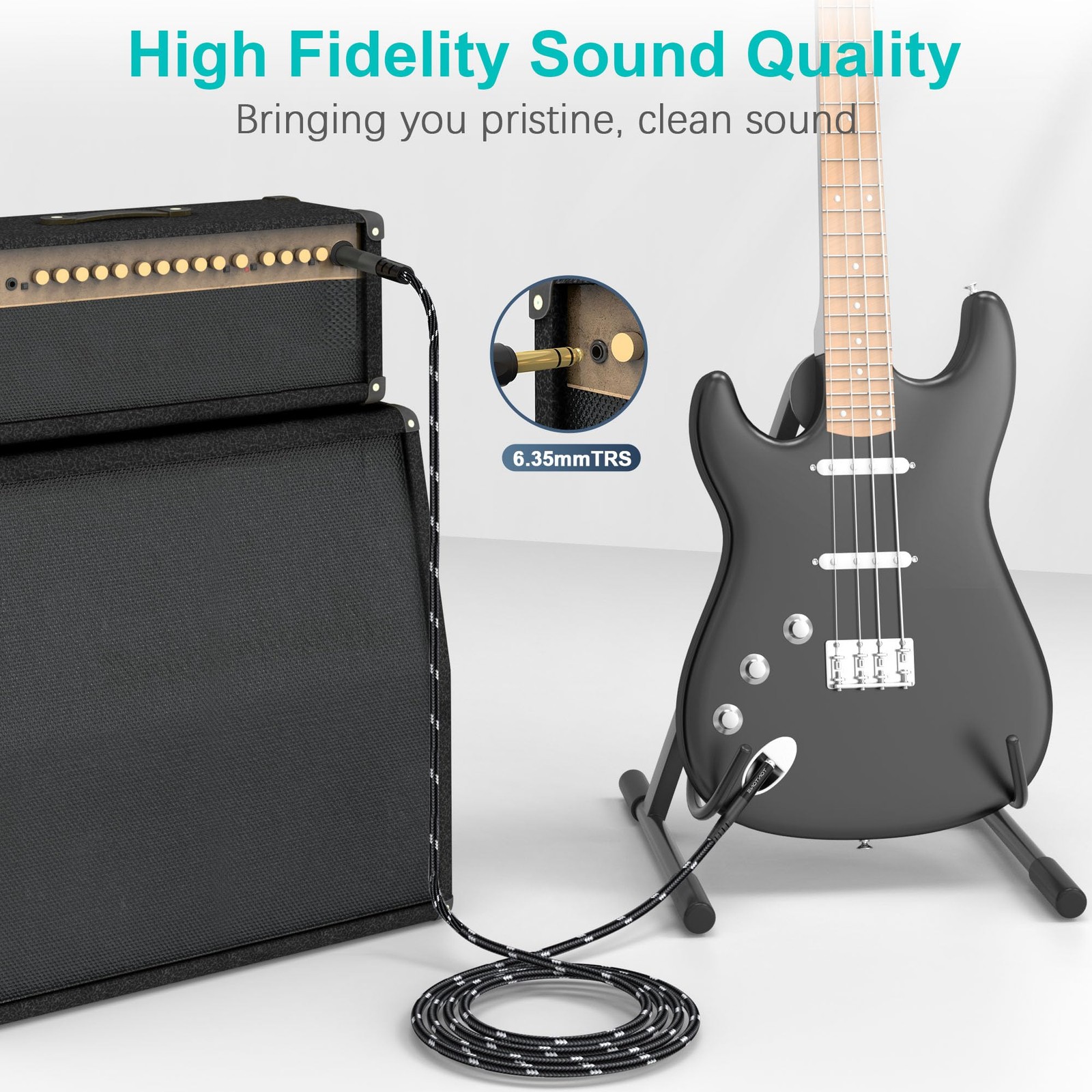 1/4 Inch TRS Cable 2-Pack 10FT, Quarter Inch 6.35mm Balanced Stereo Audio Cab...