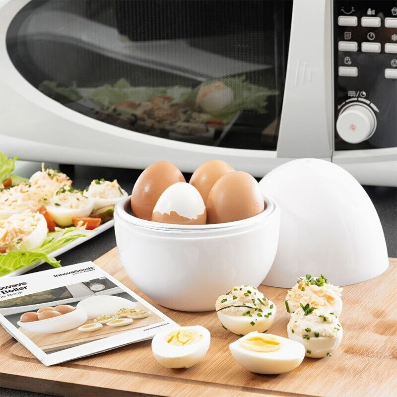 Egg Cooker for Microwave, 4-Capacity, Quick Egg Boiler, Compact Egg-Shaped Kitch