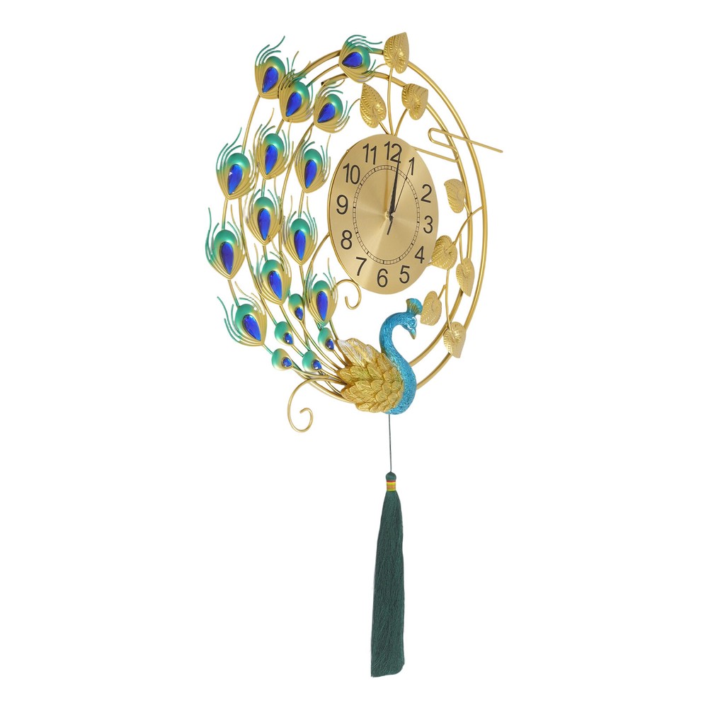 Peacock Wall Clock, Silent Art Wall Clock, Decorative Wall Clock