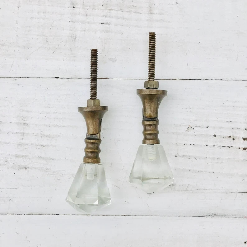 Brass Drawer Pull Handle Teardrop Glass Diamond Crystal Cabinet Knobs Hardware