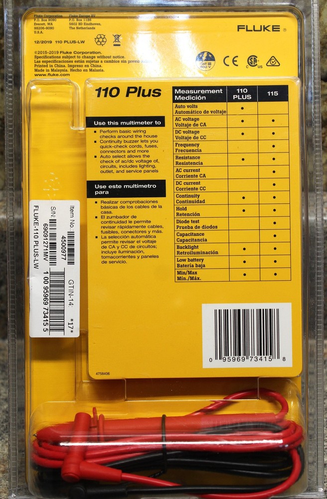 Fluke 110 Plus Essential Multimeter