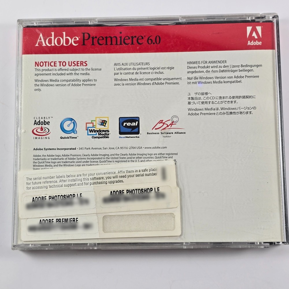 Adobe Premiere Pro 1.5 Full Version for Windows with Serial Numbers - READ DESC.