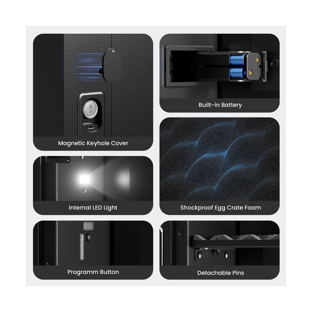 Grimtron Quick Access White Wall Safe with Removable Pegboard & Shelfs, Flat ...