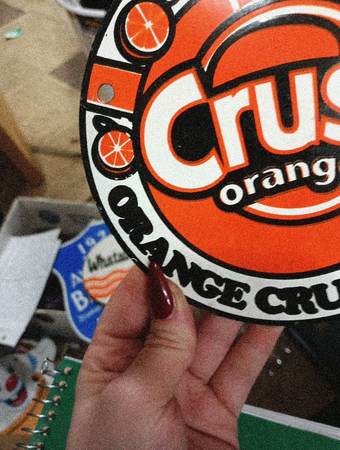 Round Porcelain Feel Fresh! Orange Crush Sign