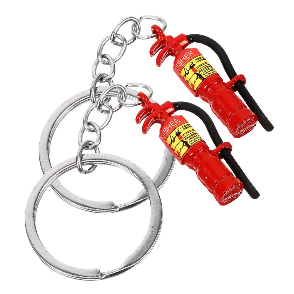 2Pcs Mini Fire Extinguisher Keychain Tiny Firefighter Keyring Stainless Steel...
