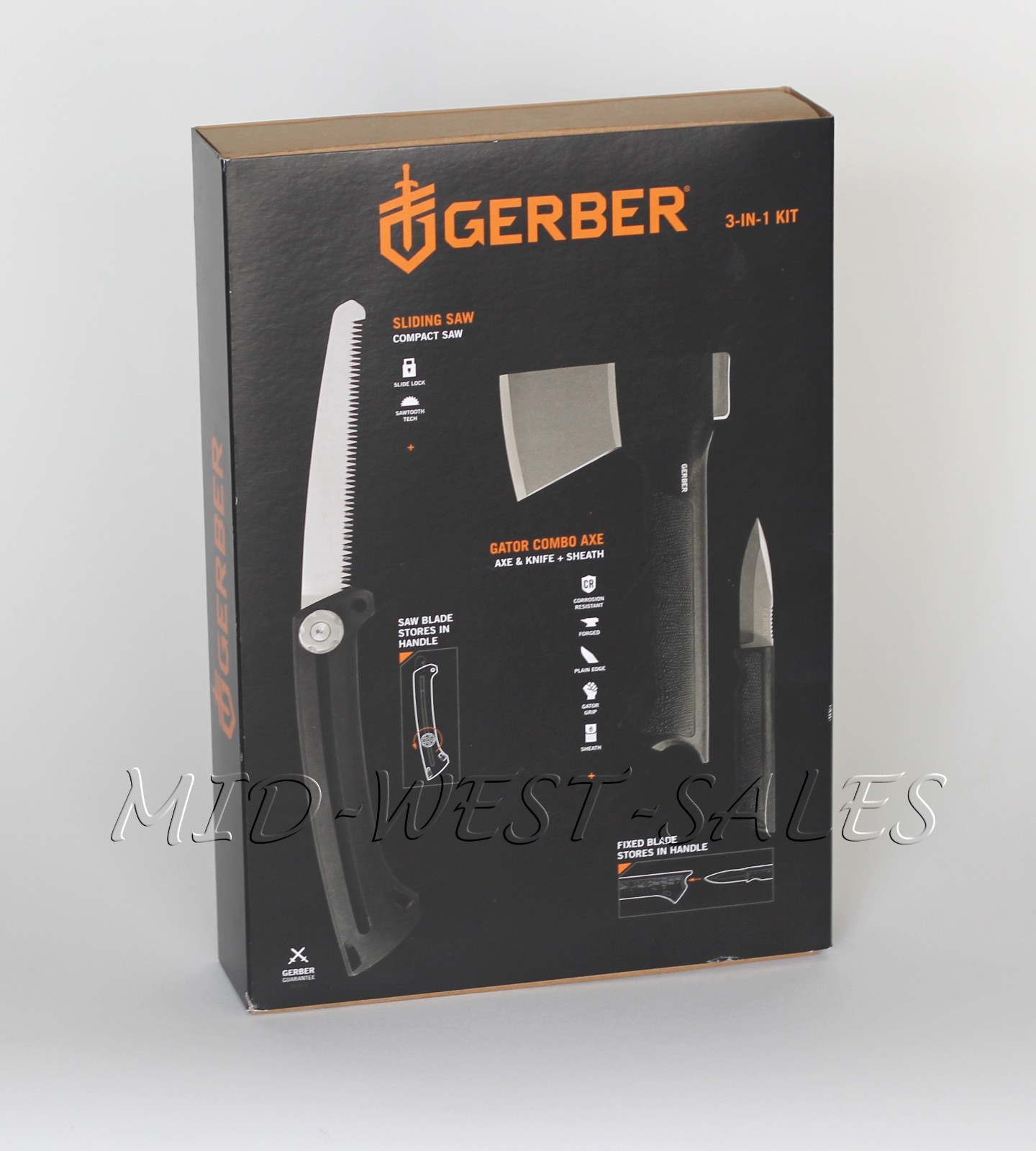 GERBER 3-IN-1 HATCHET KNIFE & SAW KIT CAMPING TOOL WITH SHEATH BRAND NEW!