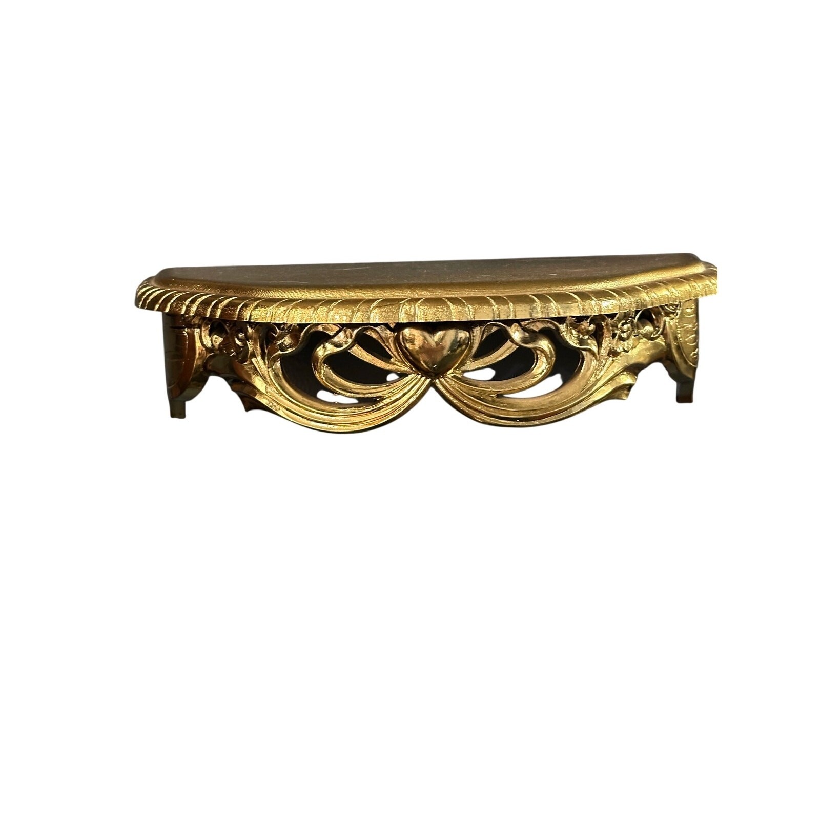 Vintage Gold Gild Ornate Wall Shelf Syroco Hollywood Regency Baroque Style Heart