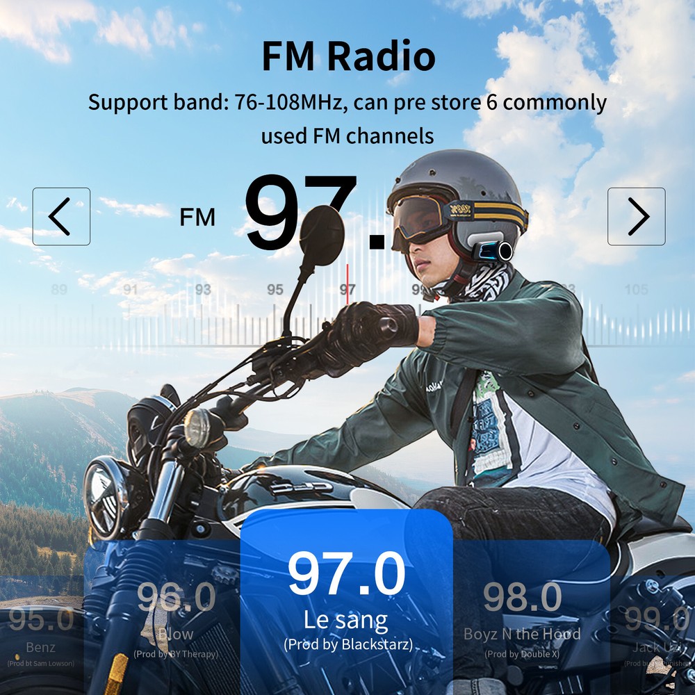 2000m 10 Riders FX7 Motorcycle Intercom Headset Bluetooth Helmet Communication