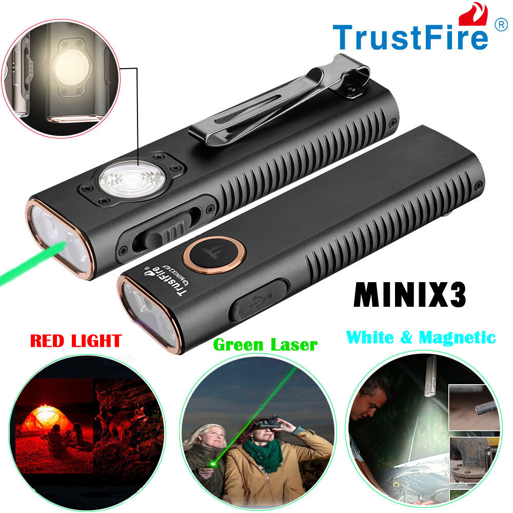 Trustfire MINI X3 EDC Flashlight , White , Floodlight , Infrared , Green Pointer