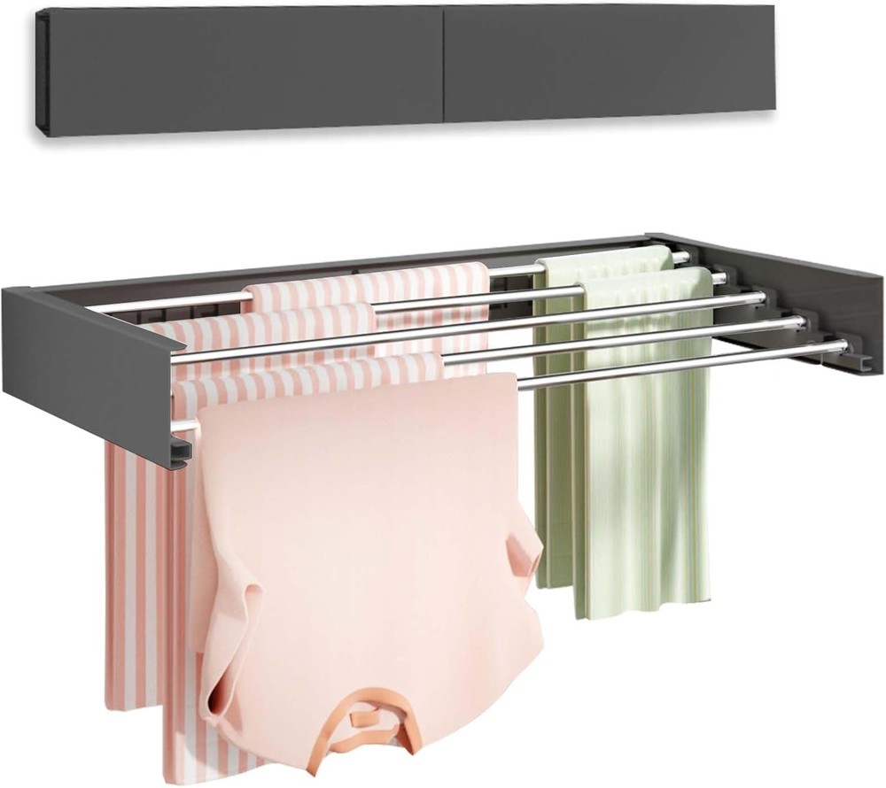 Wall Mounted Clothes Drying Rack 32" Foldable Wall Mount Laundry Rack Folding