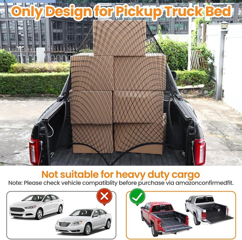 Versatile Elastic Cargo Net for Pickup Trucks - Easy Install & Max Protection