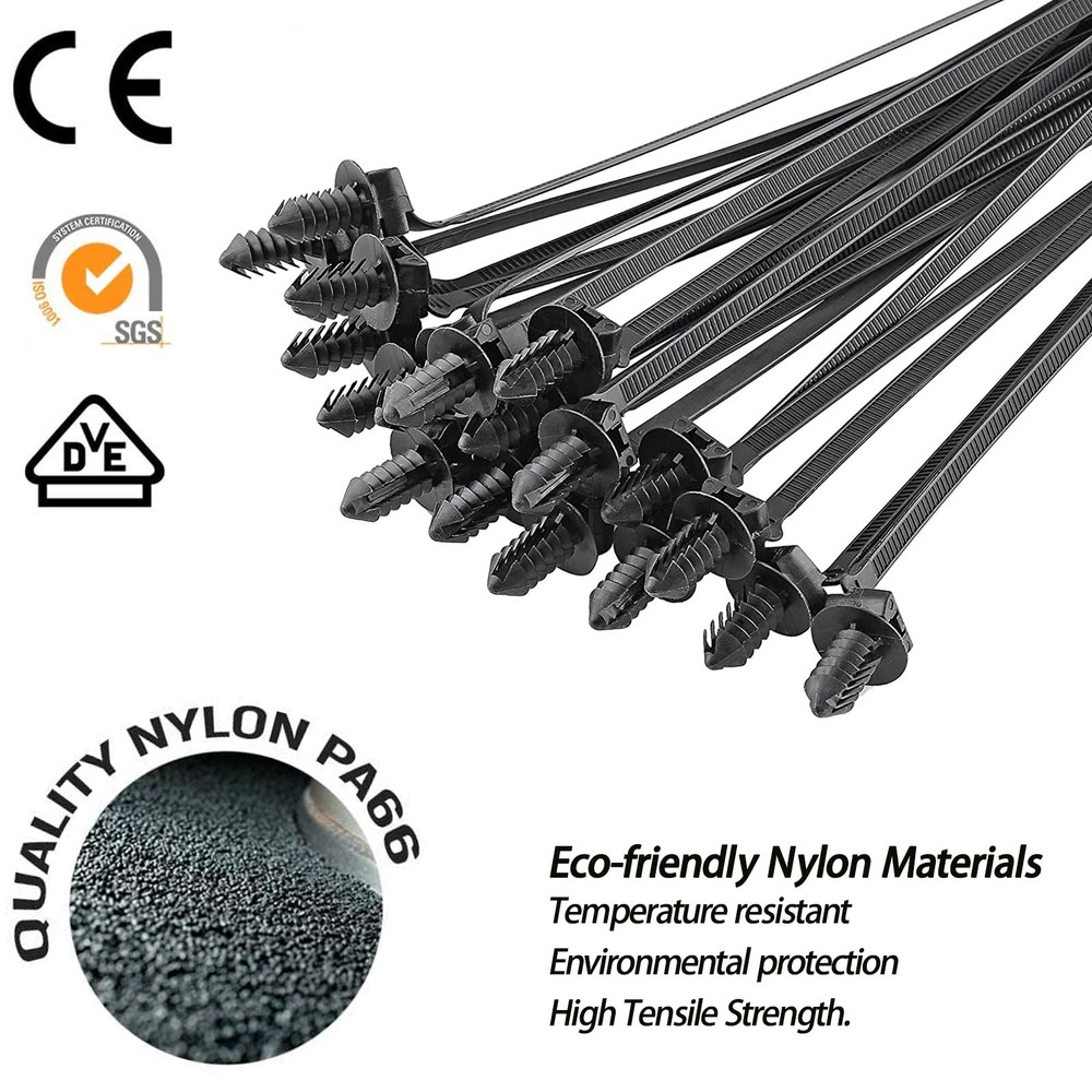 160Pcs Universal Nylon Push Mount Cable Zip Tie, Self Locking Cable Strap,Hea...