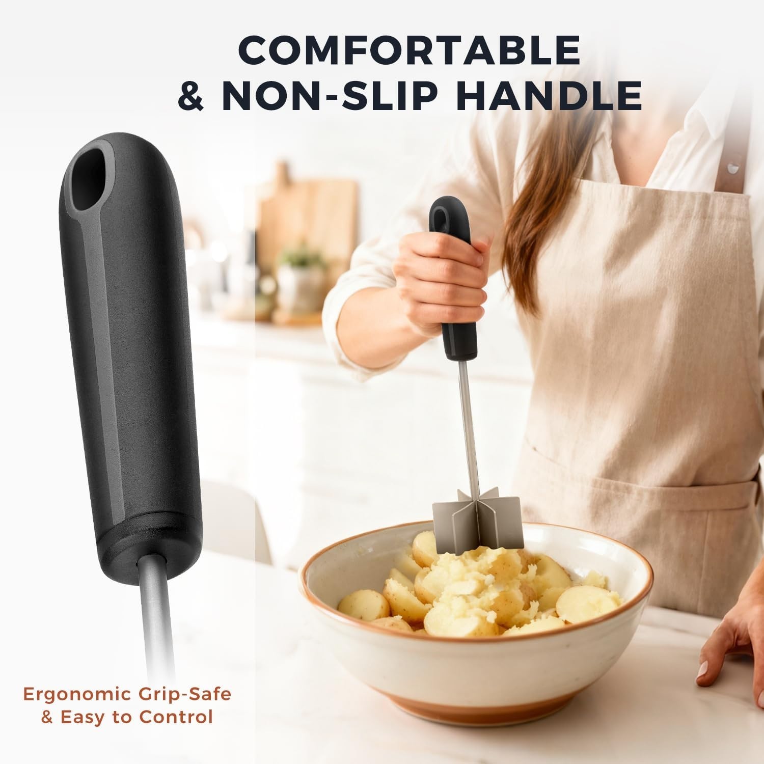 304 Stainless Steel Meat Chopper & Masher, 10 Inch Heat Resistant Ground Beef...