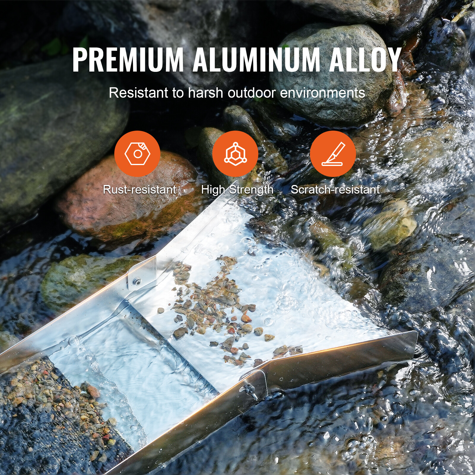 VEVOR Gold Panning Kit with 50" Aluminum Sluice Box, 23 PCS