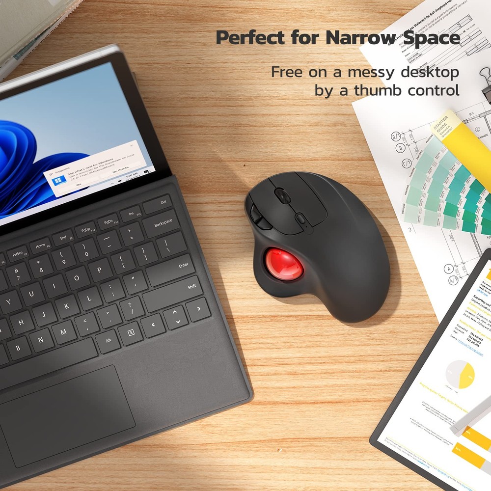 M501 Wireless Trackball , Rechargeable Ergonomic, Easy Thumb Control, Precise...