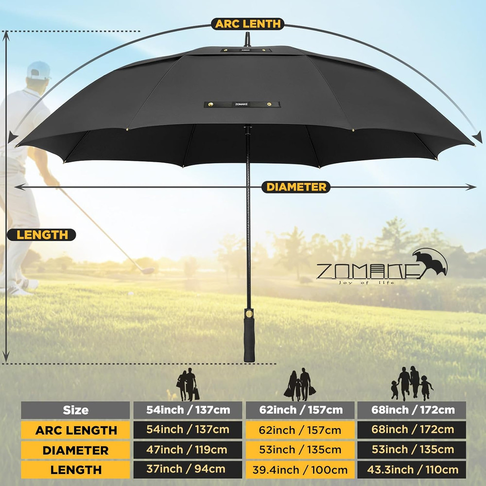 Golf Umbrella Windproof, Extra Large Oversized Heavy Duty Double Canopy