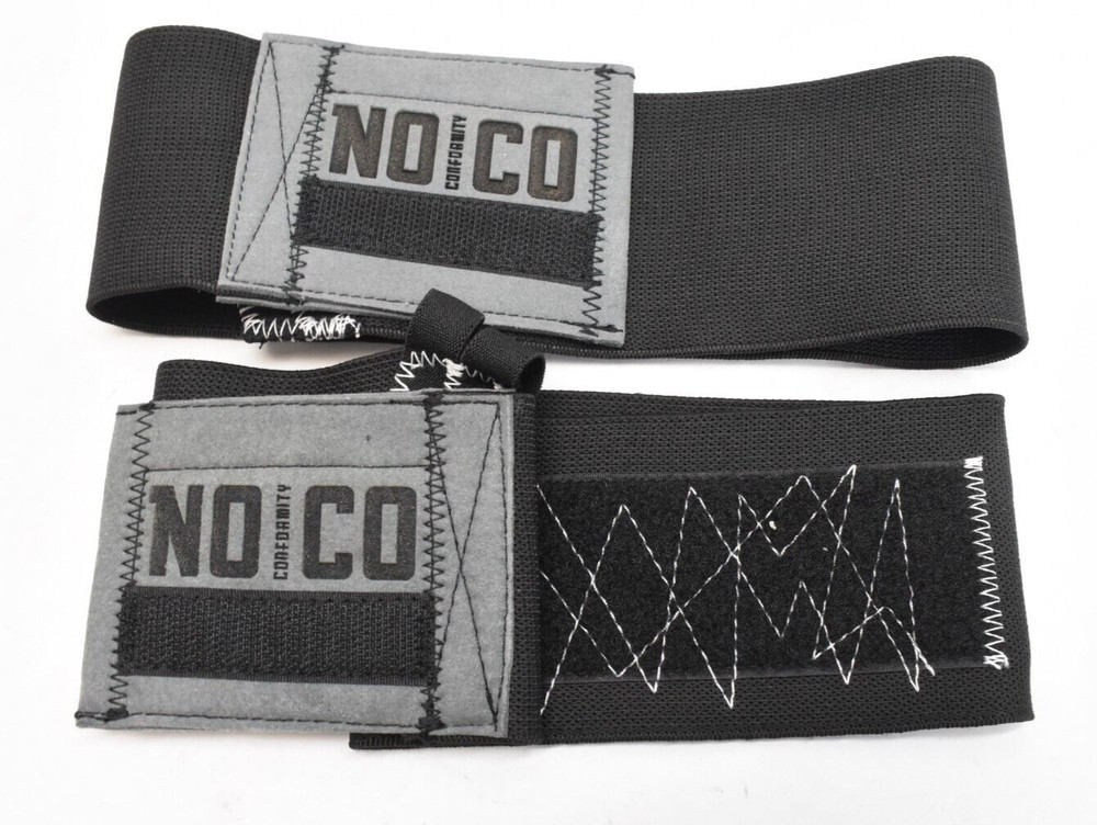 NOCO Conformity Wrist Wraps Black Dark Grey Hook & Loop Stretch Material