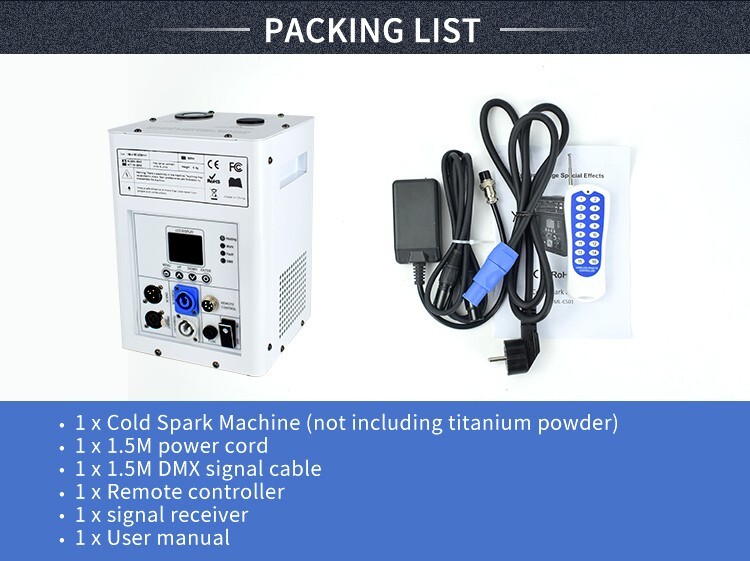 2PCS 750W Cold Spark Firework Machine DMX DJ Party Wedding Stage Effect Case
