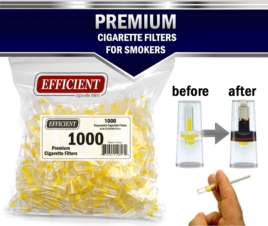 EFFICIENT Bulk Cigarette Filter Tips Block, Filter Out Tar & Nic (1000 Filters)