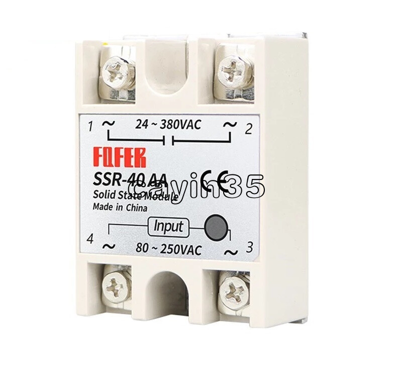 1PCS SSR-40AA 40A Solid State Relay Module 80-250V AC / 24-380V AC