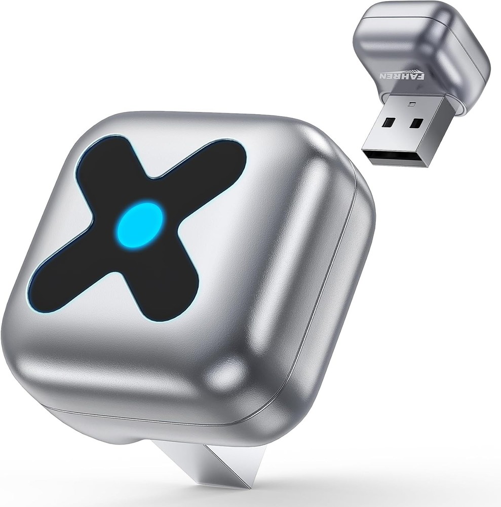 FAHREN 𝐔𝐥𝐭𝐫𝐚 𝐌𝐢𝐧𝐢 𝟐-𝐢𝐧-1 Wireless Apple CarPlay Android Auto Adapter