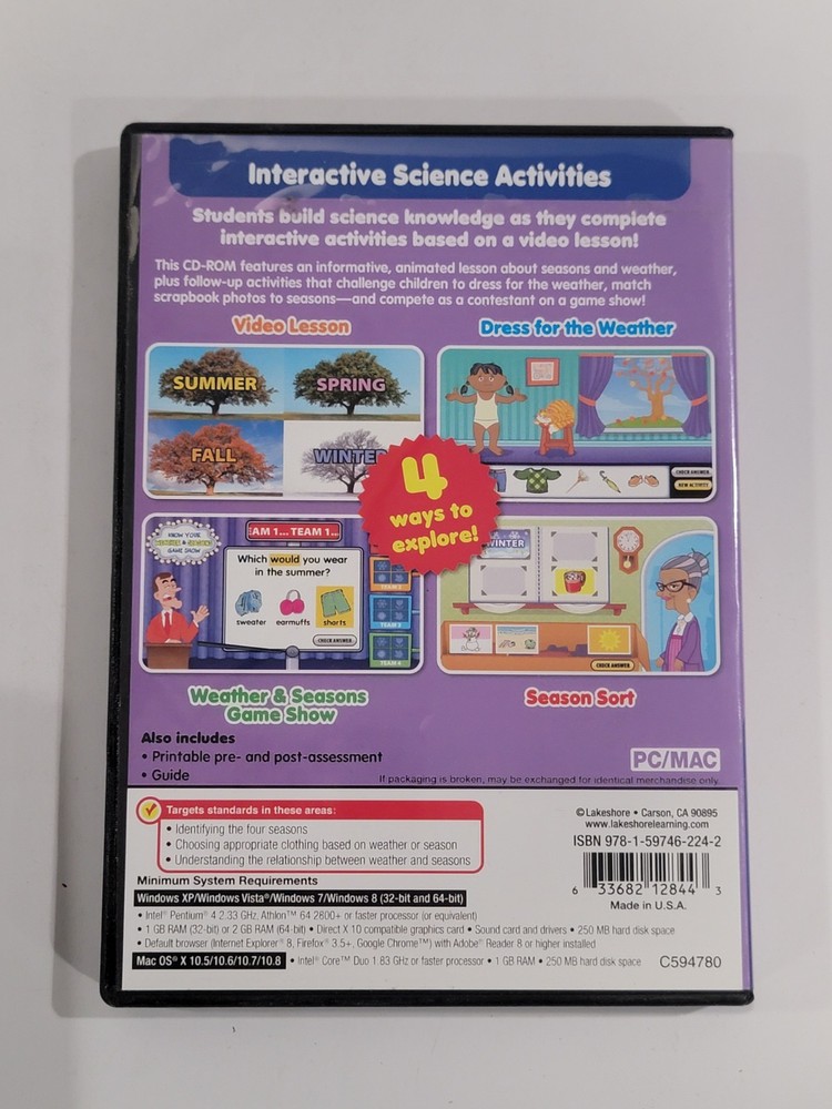 9 Lakeshore Math Reading Science Learning CD-ROM (PC/MAC) Grade Pre-K - K & 1st