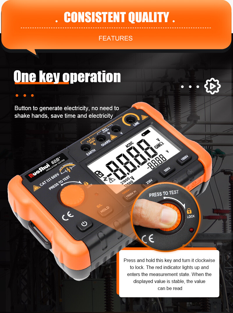 Megger Digital Earth Ground Insulation Resistance Tester Voltmeter