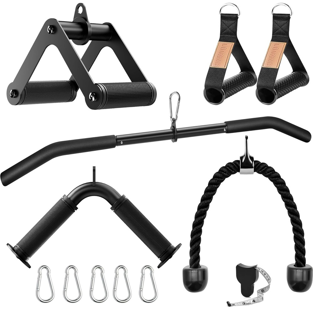 Cable Machine Attachments Set Lat Pulldown Chest Crossover Home Gym Workout