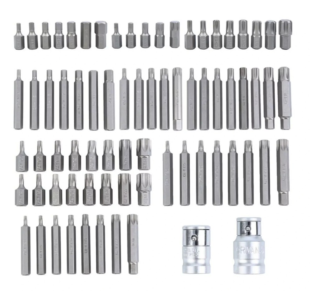 Torx Hex Ribe Spline Bit Socket Set Tamperproof Security Bits 74pc 1/2" 3/8"