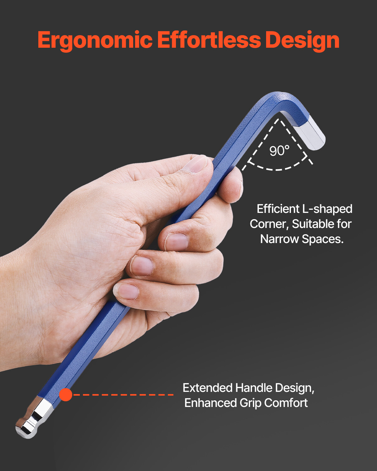 Hex Key Allen Wrench Set 22pcs SAE and Metric Long Arm Ball End Key Set