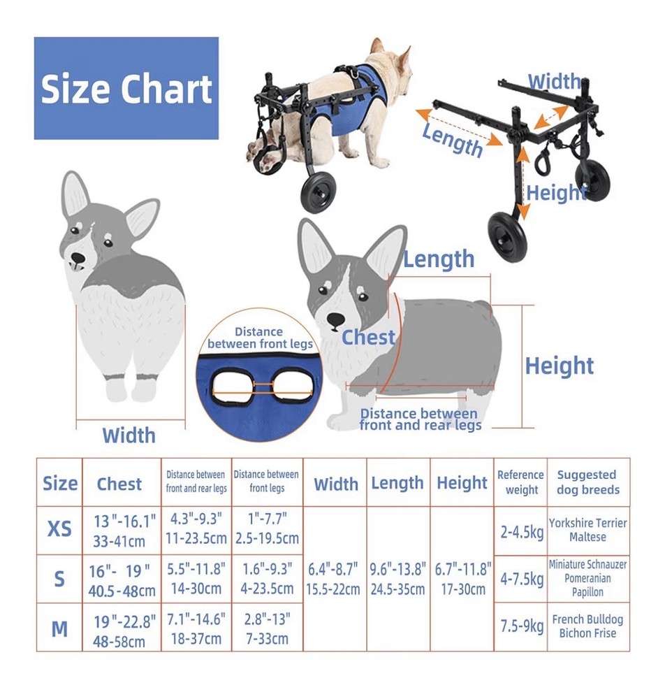DogLemi Wheelchair for Small Dog Back Legs Support