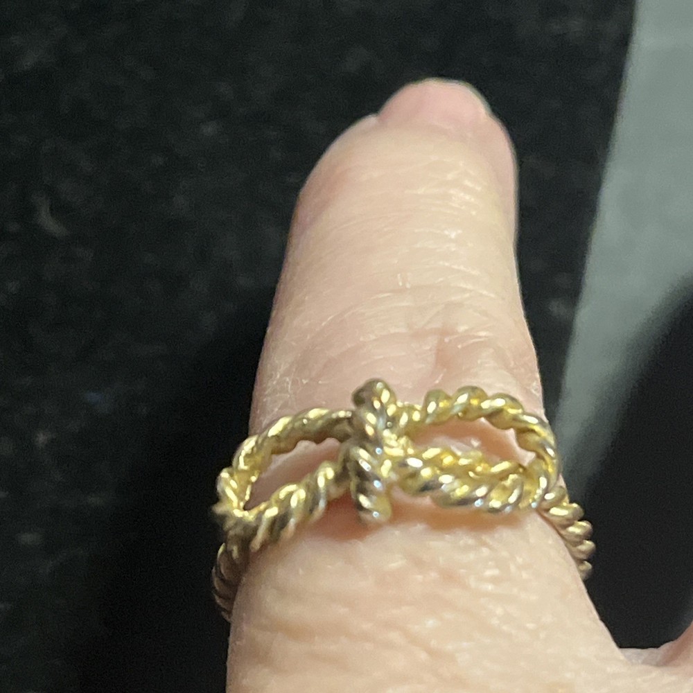 Goldtone Twisted Rope Bow Ring Size 8.5