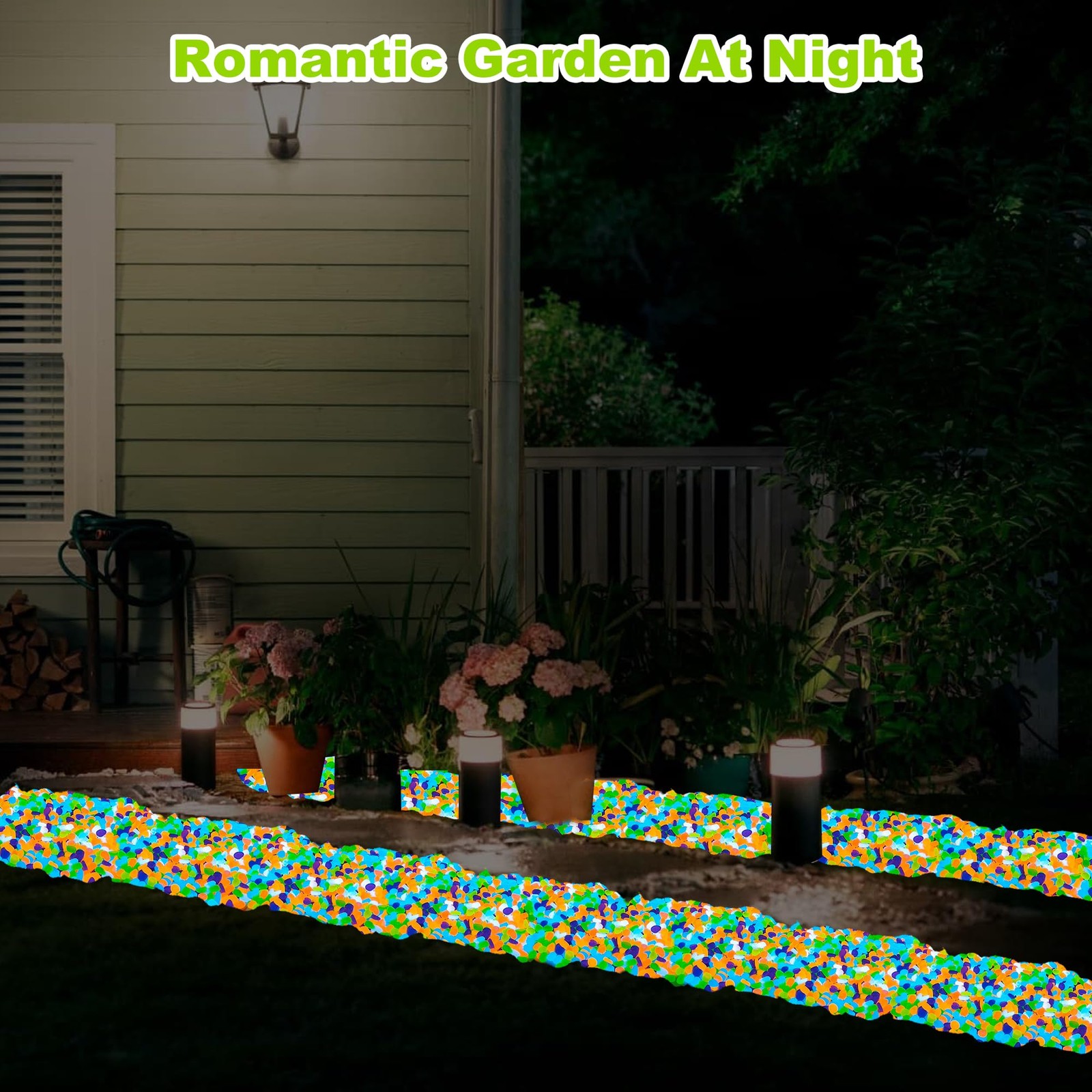 1000pc Glow in The Dark Stones Glow Pebbles for Outdoor Garden Luminous Pebbl...