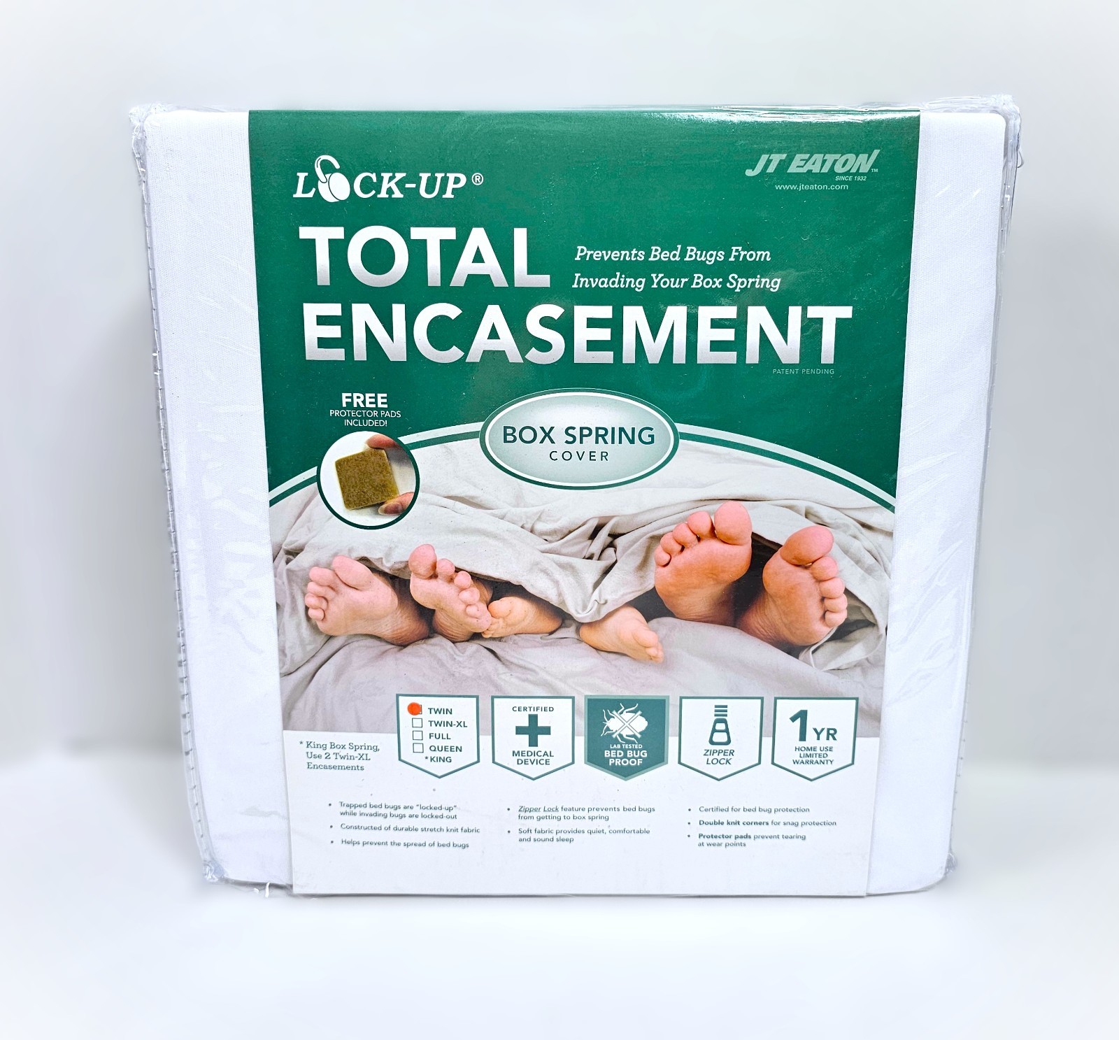 Lock-Up Box Spring Total Encasement Cover Zippered Protector Bed Bug Protection