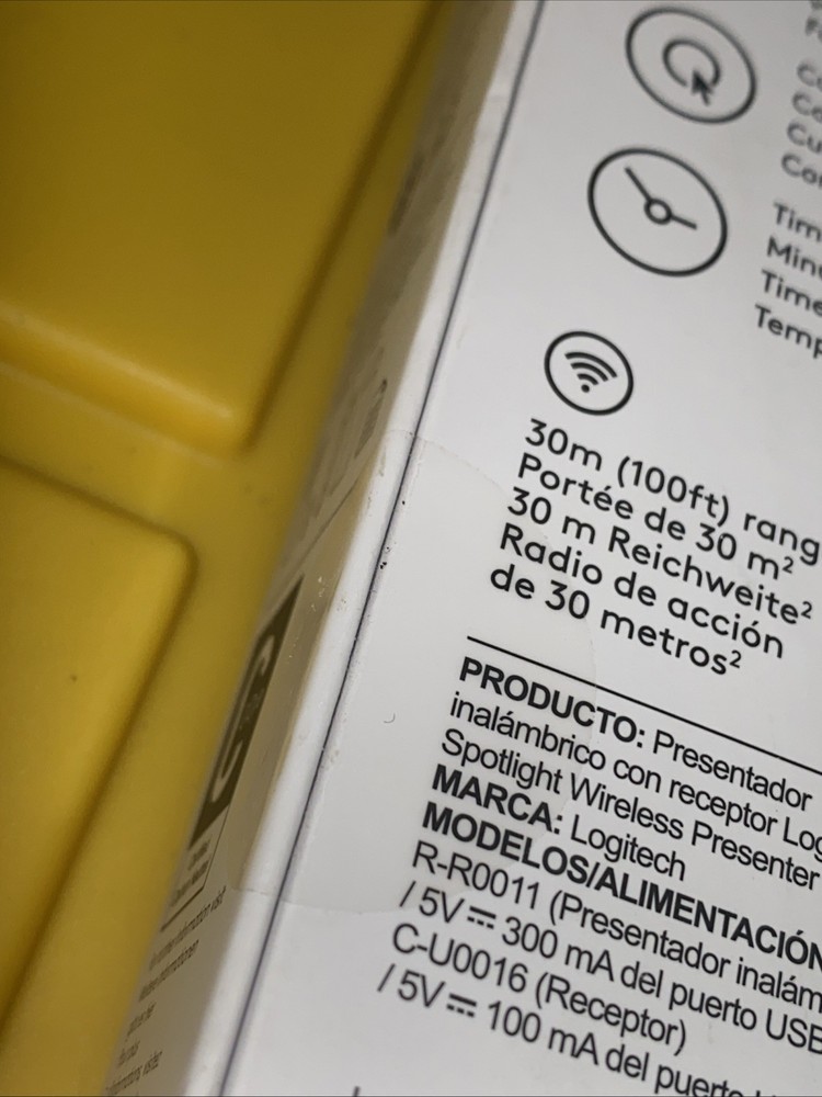 Logitech Spotlight Presentation Remote Silver -Box Damage- See Pics