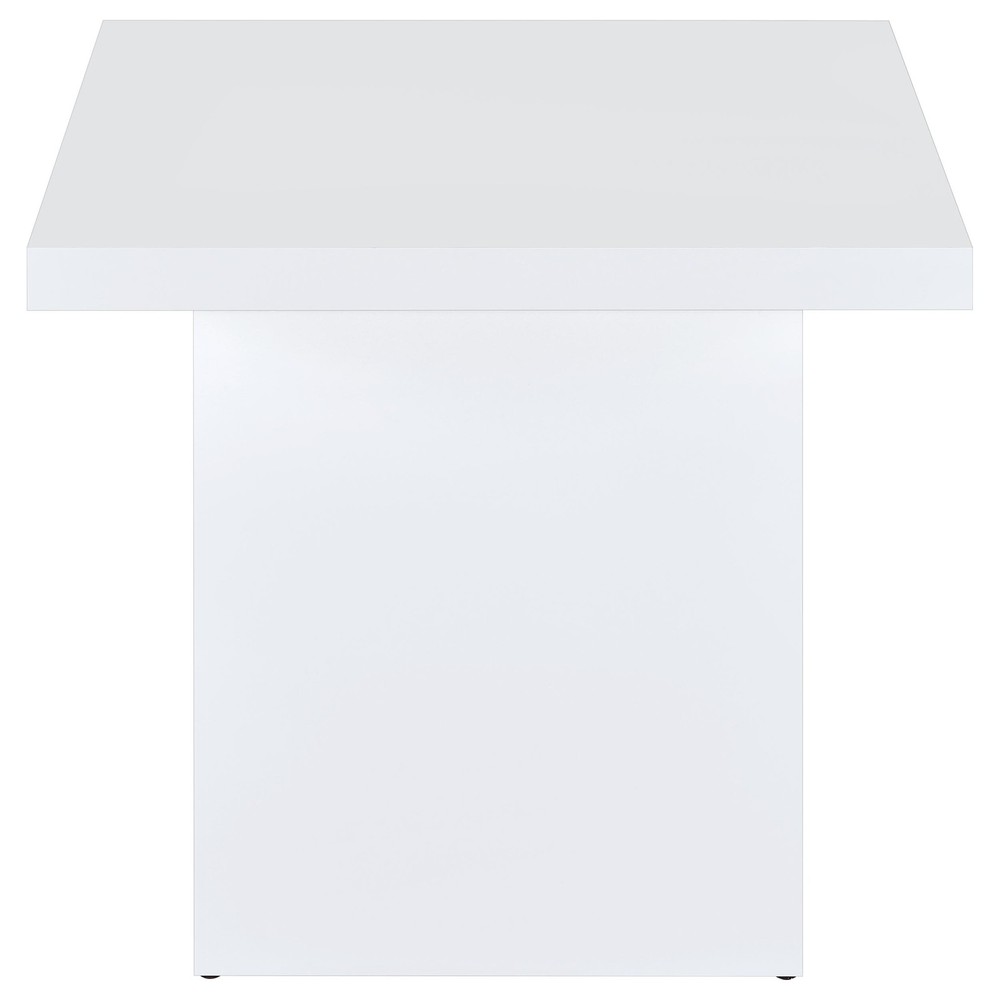 Coaster Devar Square Engineered Wood Side End Table in White High Gloss