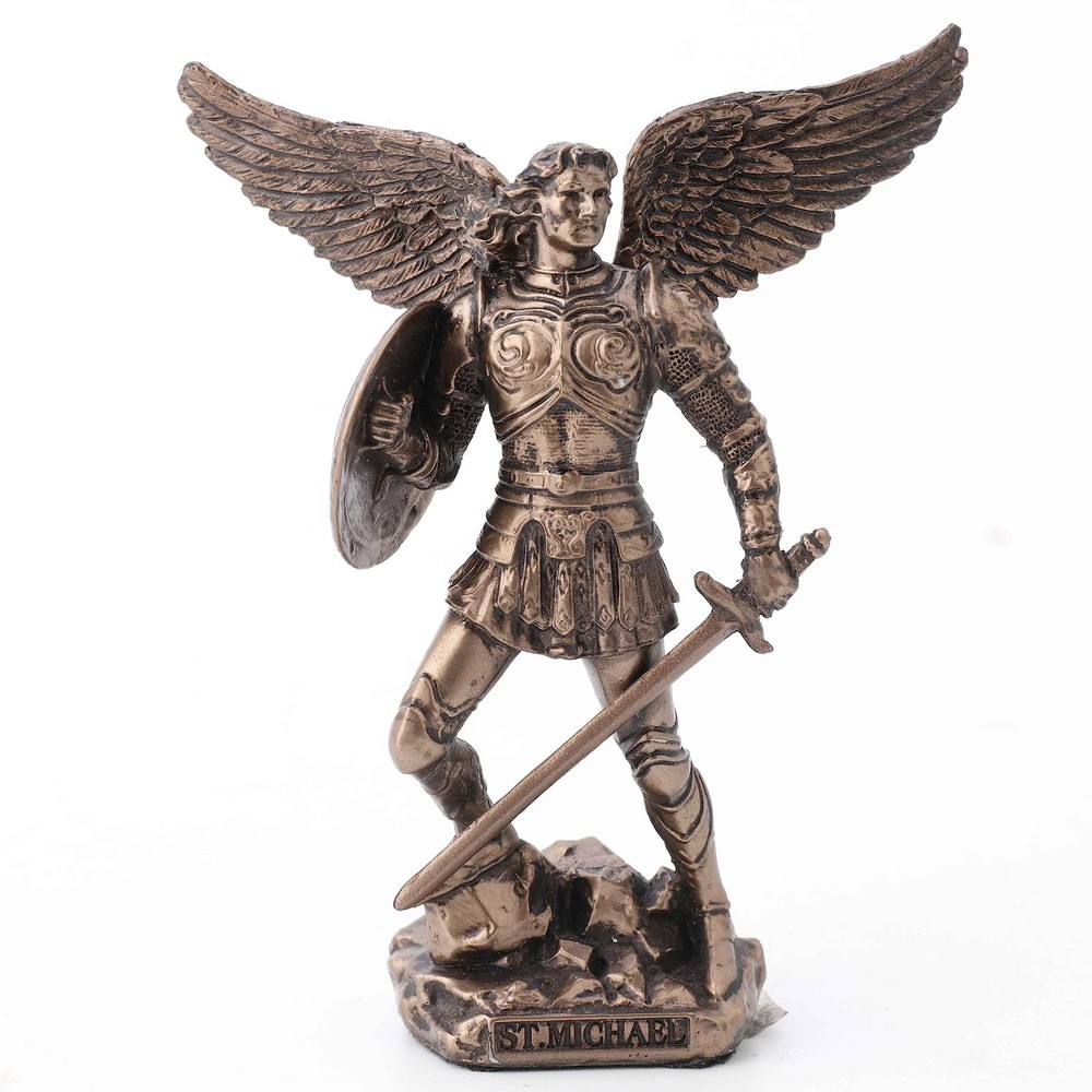 Bronze Michael Archangel Figurine Expertly Cast Resin Statue with Felt Bottom