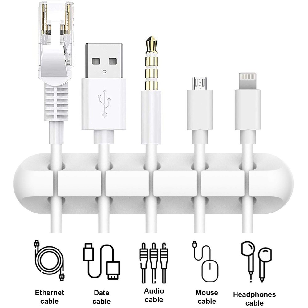Eco-Friendly White Cable Clips - Versatile Cable Management for Home and Office