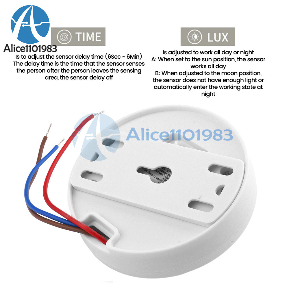 AC85-265V Infrared PIR Motion Induction Sensor 360° Detection For Ceiling Light