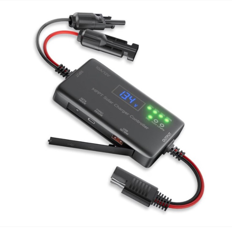 Solar Charge Controller 12V 10A Type-C USB for Solar Panel Gel, AGM LiFePO4