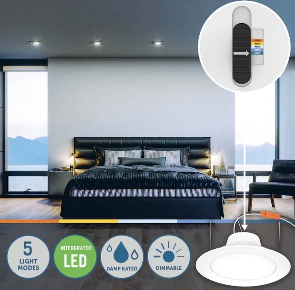 Utilitech 4” 750 Lumens LED Canless Trimless Recessed Downlight Dimmable Light