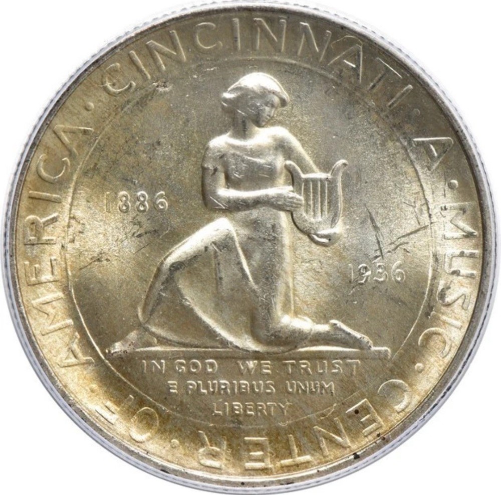 1936-Cincinnati Silver Commemorative Half Dollar-PCGS MS 65-Nice White Example